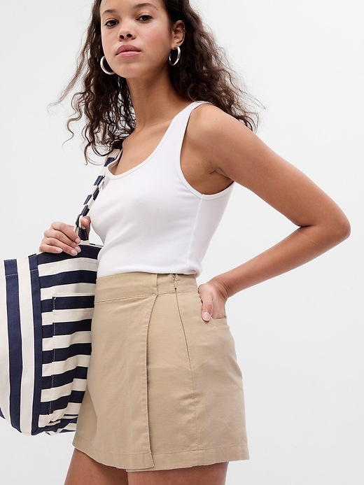 Image number 3 showing, Linen-Cotton Mini Skort