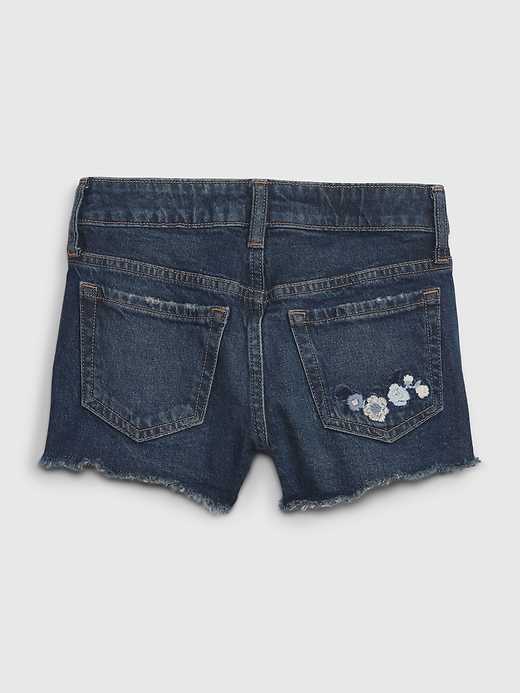 Image number 2 showing, Kids High Rise Embroidered Shortie Shorts