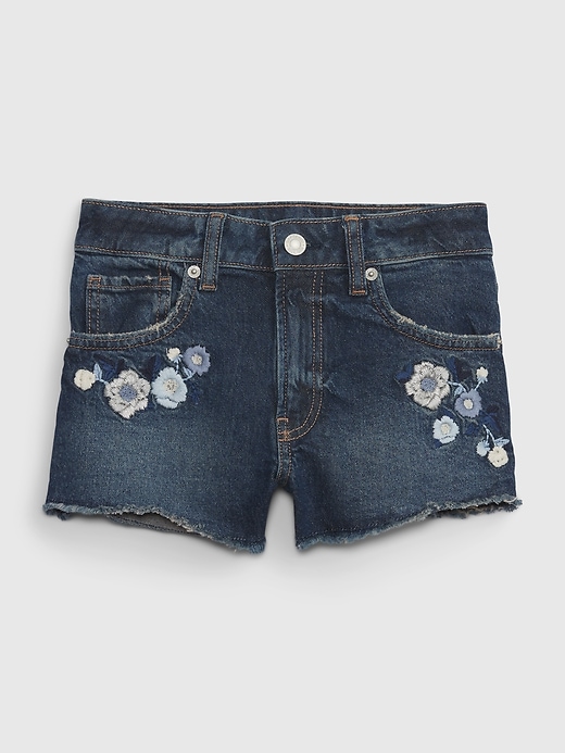 Image number 1 showing, Kids High Rise Embroidered Shortie Shorts