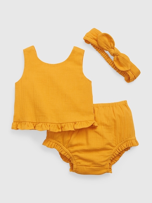 View large product image 1 of 1. Baby Crinkle Gauze Three-Piece Outfit Set