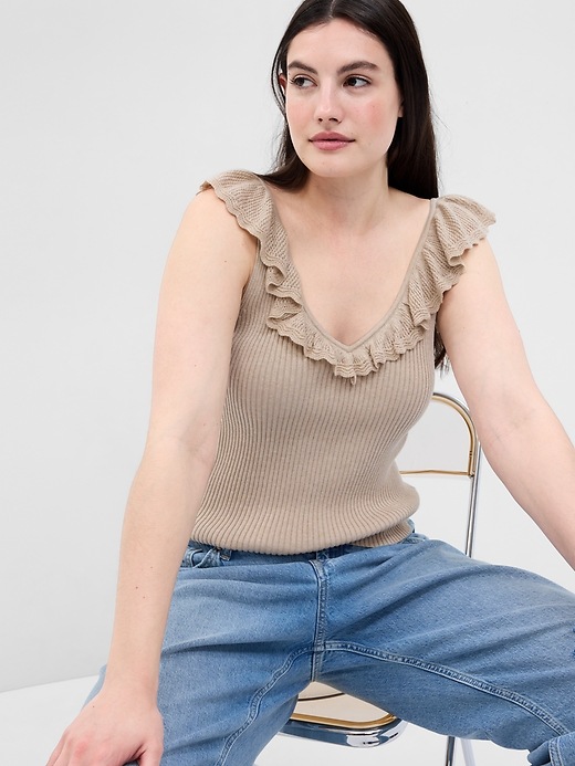 Image number 4 showing, Ruffle Rib Sweater Tank Top