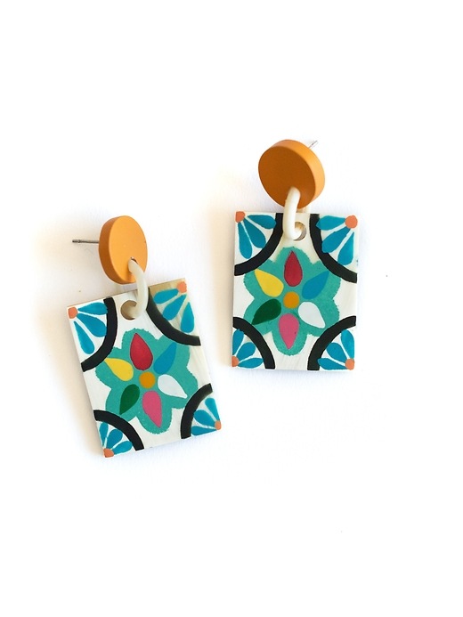 Image number 1 showing, Azulejos Single Tile Earrings