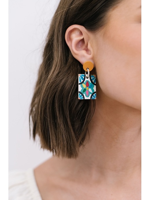 Image number 2 showing, Azulejos Single Tile Earrings