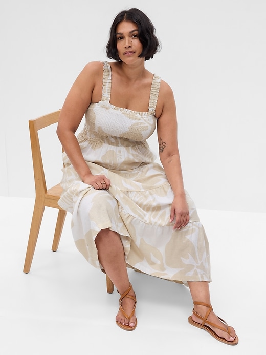 Image number 4 showing, Linen-Blend Tiered Maxi Dress