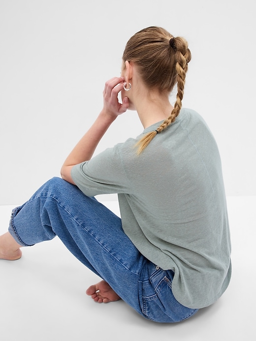 Image number 2 showing, Linen-Blend Henley T-Shirt