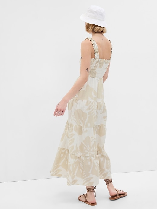 Image number 2 showing, Linen-Blend Tiered Maxi Dress