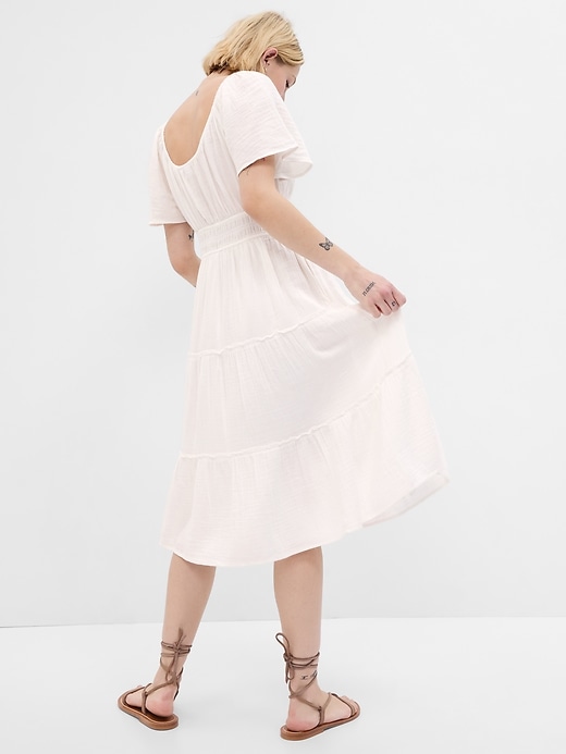 Crinkle Gauze Tiered Midi Dress