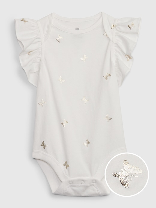Baby 100% Organic Cotton Mix and Match Flutter Sleeve Bodysuit | Gap