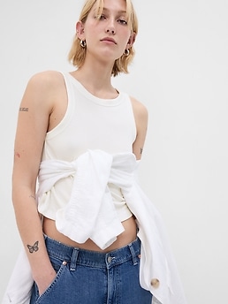 Buy Gap Grey Seamless Rib Cropped Halter Vest from the Next UK online shop