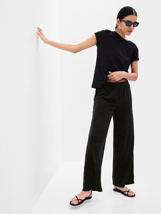 Towel Terry Wide Leg Pants | Gap