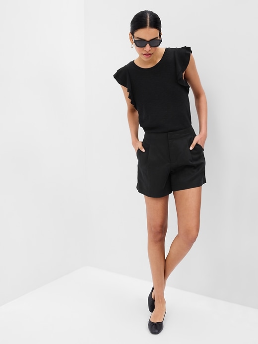Image number 1 showing, Essential Rib Flutter Sleeve T-shirt