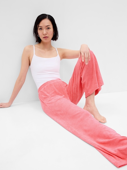 Terry Towelling Double Thickness Pull Up Pants Baby Pink