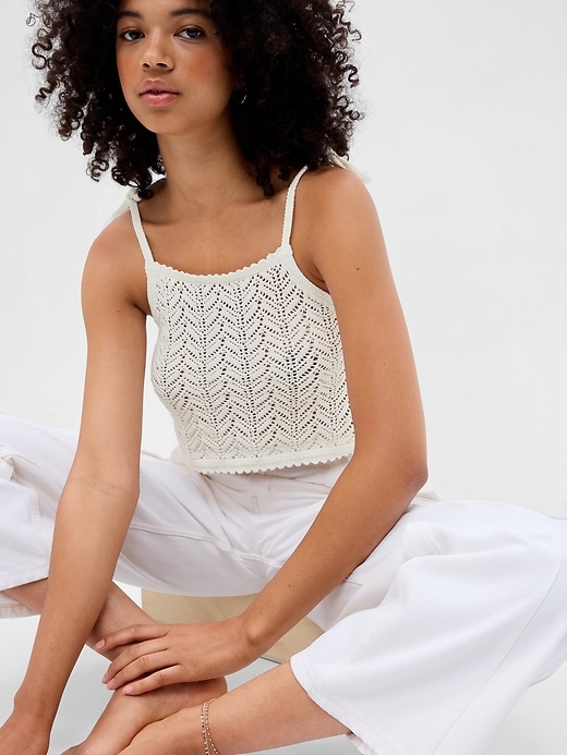 Image number 3 showing, Organic Cotton Crochet Top