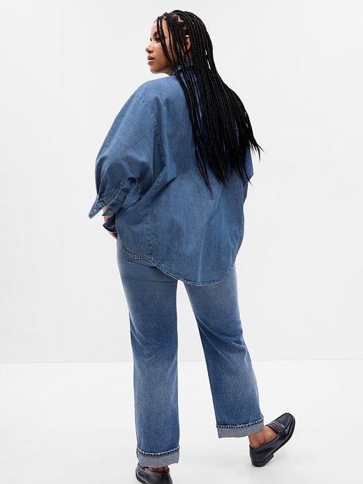 Image number 5 showing, 100% Organic Cotton Denim 3/4 Sleeve Big Shirt with Washwell