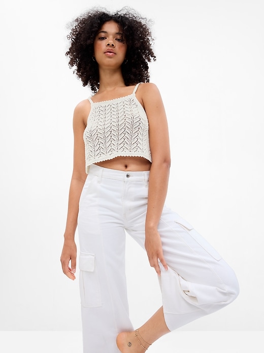 Image number 1 showing, Organic Cotton Crochet Top