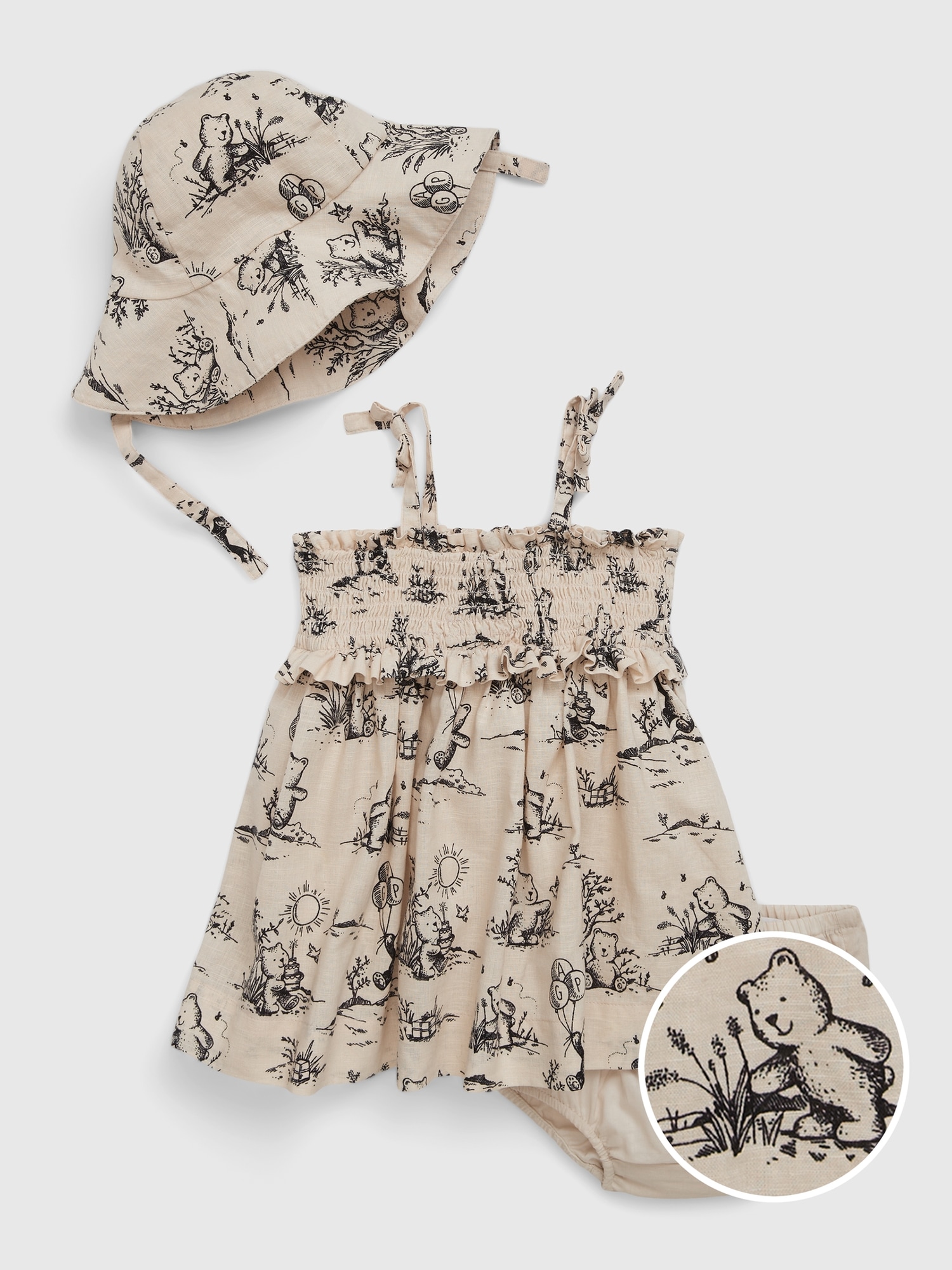 Gap Baby Linen-Cotton Brannan Bear Dress Set multi. 1