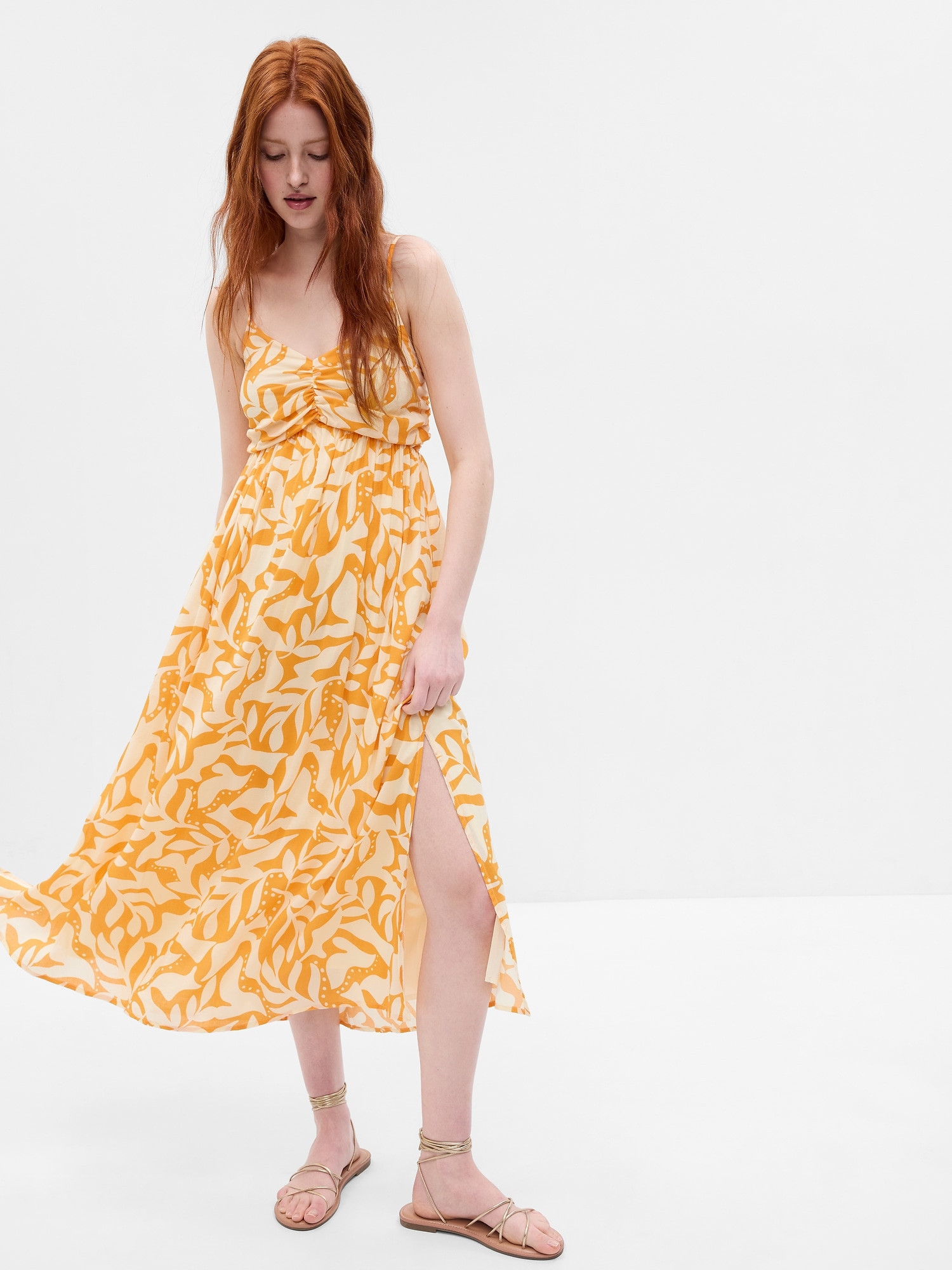 Gap Empire Waist Midi Dress yellow. 1