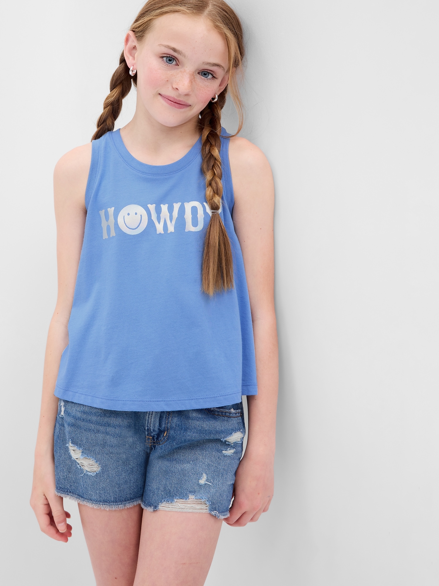 Gap Kids 100% Organic Cotton Graphic Tank Top blue. 1