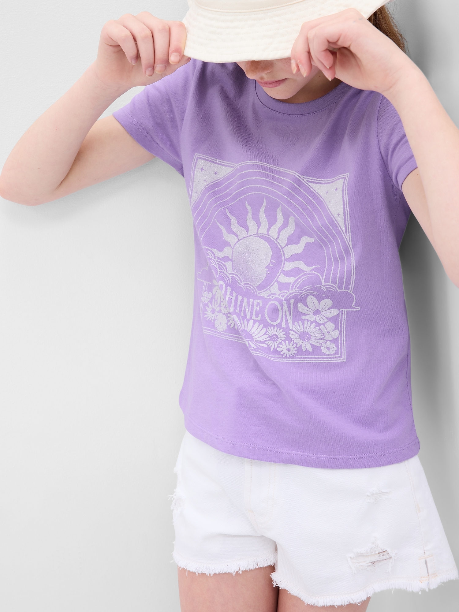 Gap Kids 100% Organic Cotton Graphic T-Shirt purple. 1