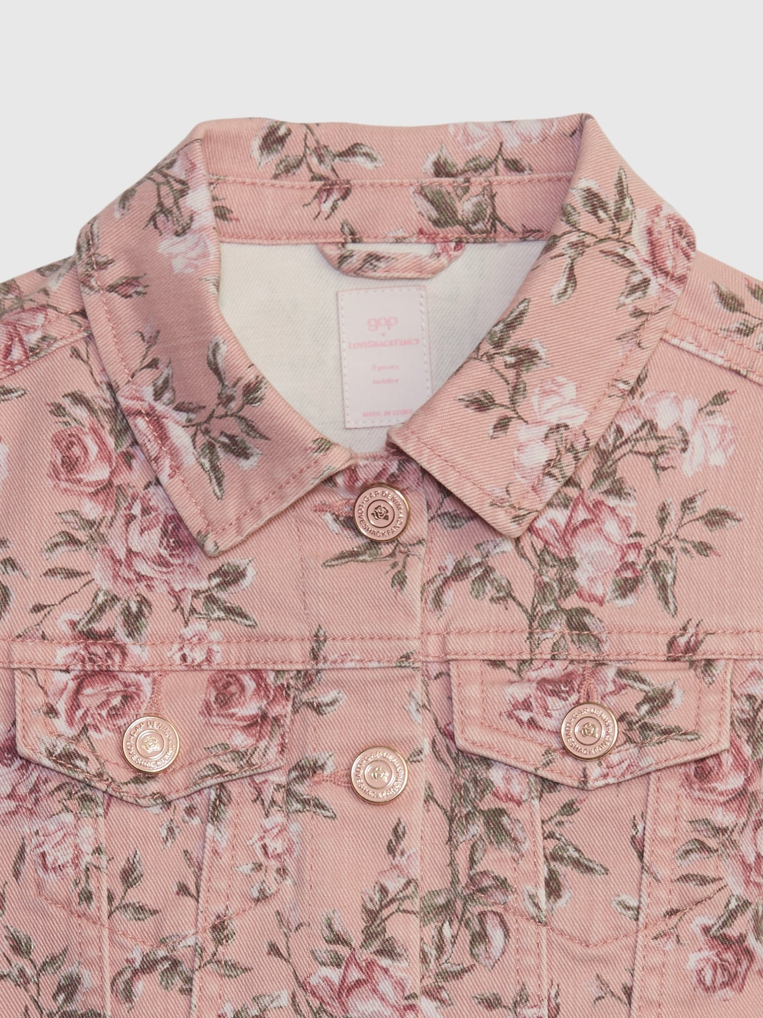 Toddler × Loveshackfancy Floral Icon Denim Jacket by Gap Pink Large Soft Floral Size 5 Yrs