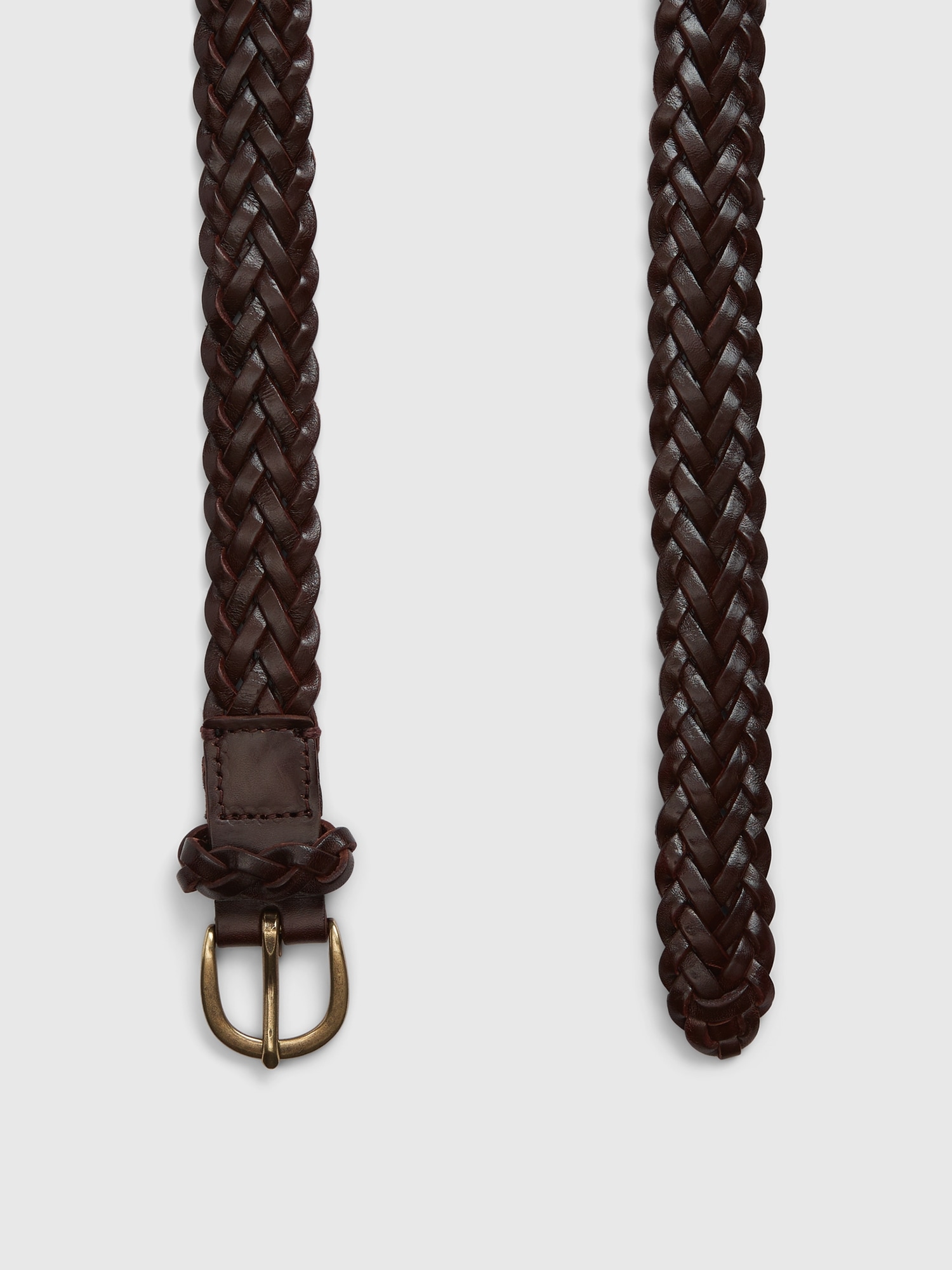Buy Braided Mens Belt Without Holes - Brown Leather