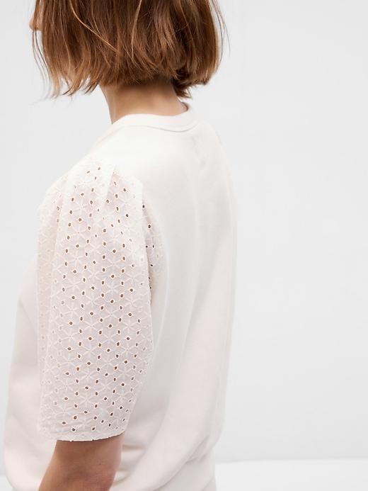 Image number 2 showing, Vintage Soft Eyelet Puff Sleeve Sweatshirt