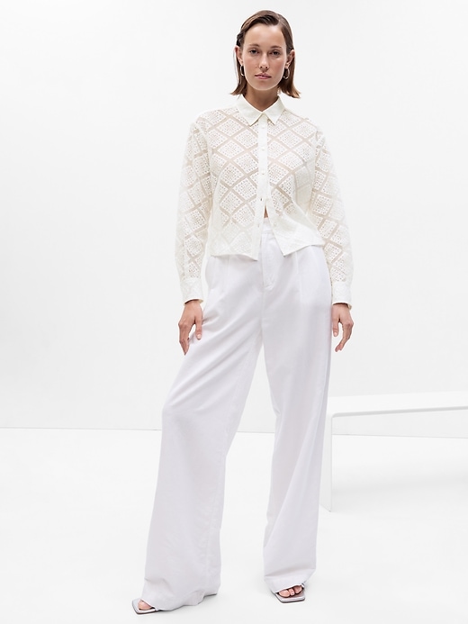 Image number 1 showing, Cropped Crochet Shirt