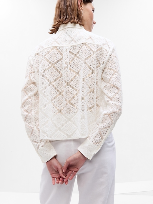 Image number 2 showing, Cropped Crochet Shirt