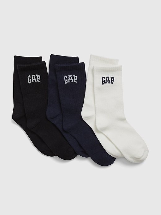View large product image 1 of 1. Kids Gap Arch Logo Crew Socks (3-Pack)