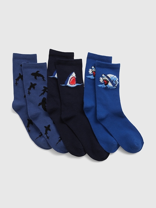 View large product image 1 of 1. Kids Shark Crew Socks (3-Pack)