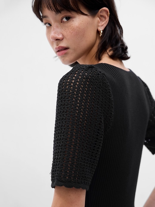 Image number 3 showing, Crochet Sleeve Mini Sweater Dress