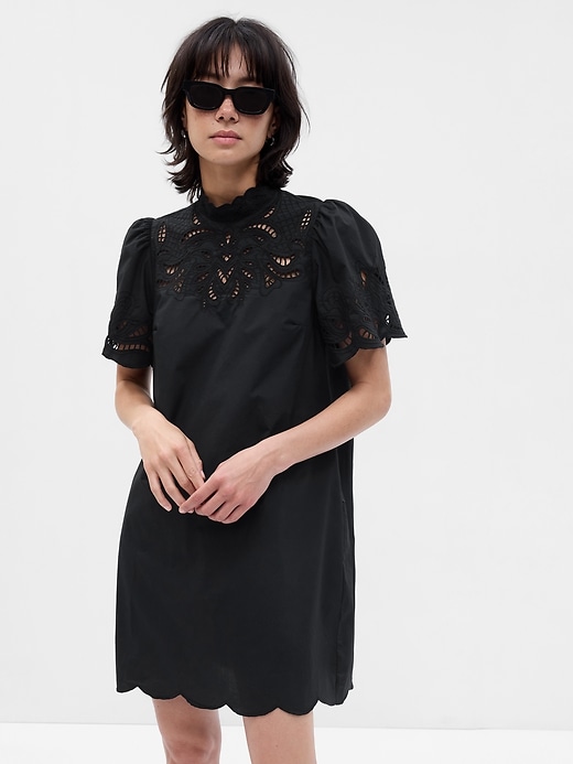 Image number 1 showing, Eyelet Lace Puff Sleeve Mini Dress