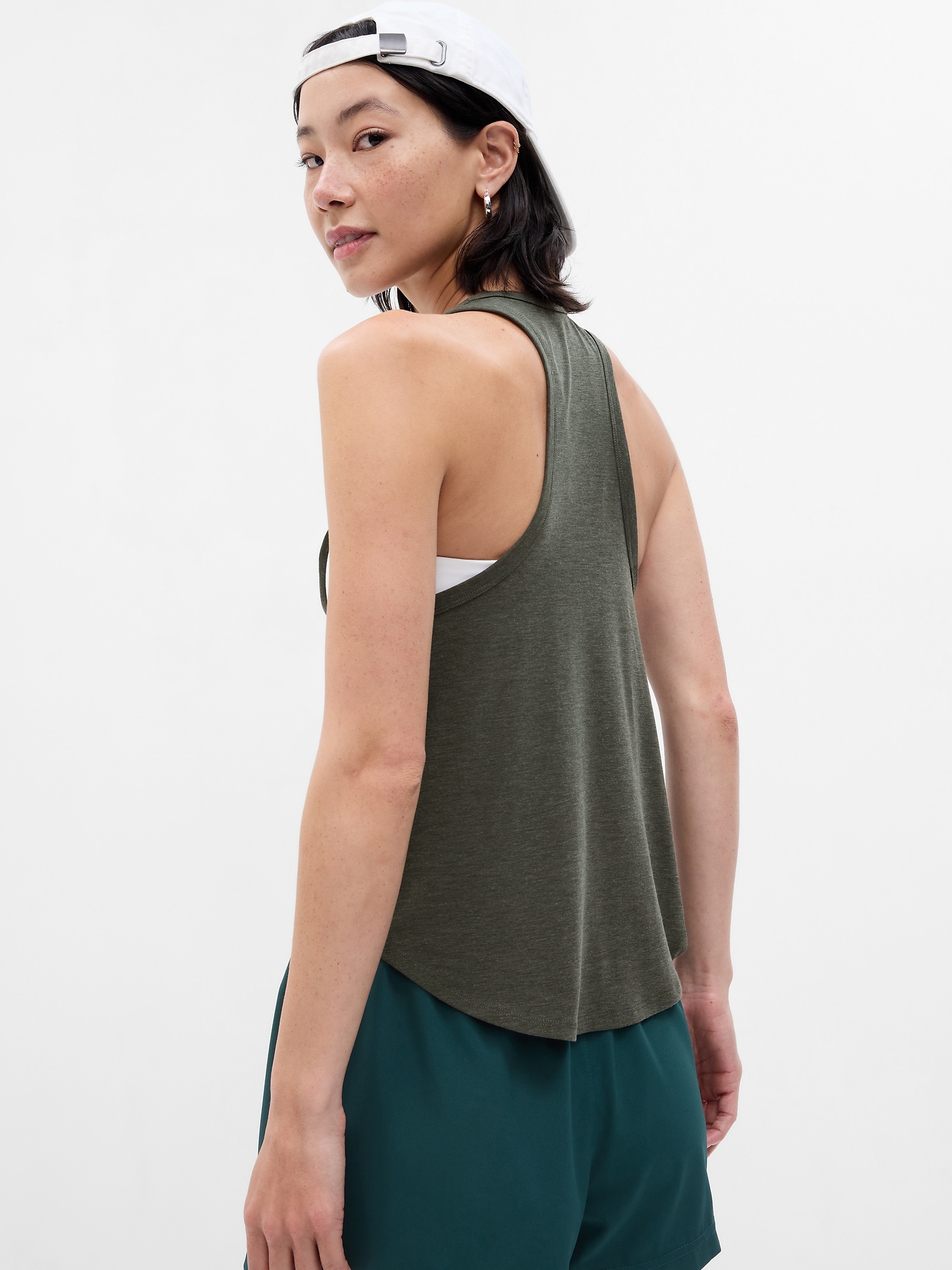 GapFit Breathe Pointelle Ruched Side Tank Top