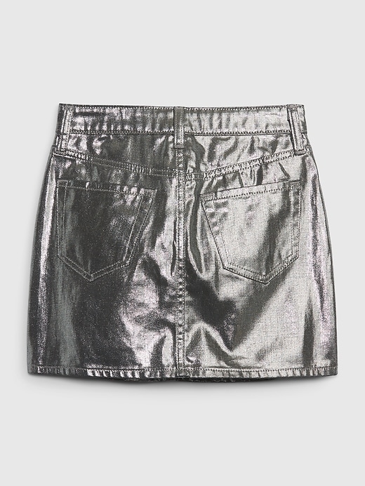 Image number 2 showing, Kids Metallic Denim Mini Skirt