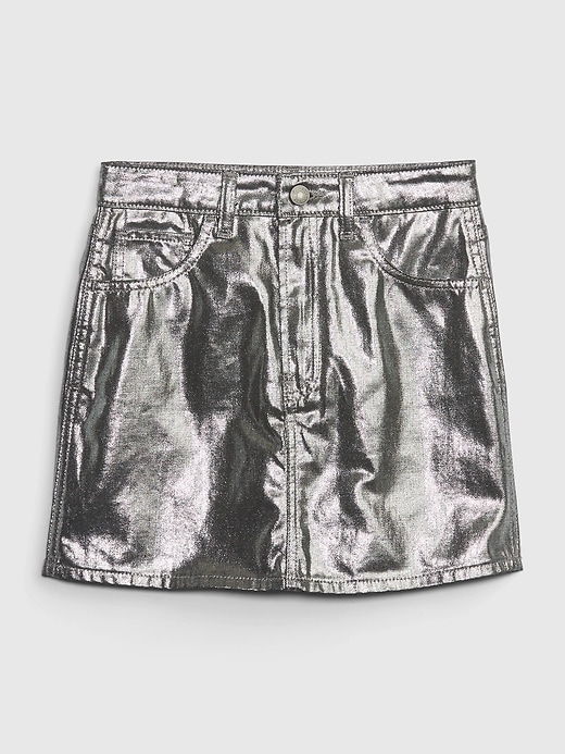 Image number 1 showing, Kids Metallic Denim Mini Skirt