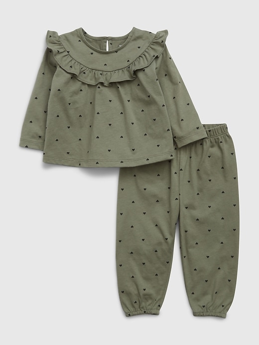 View large product image 1 of 1. Baby First Favorites Organic Cotton Ruffle Outfit Set