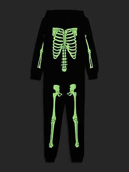 Kids 100 Recycled Glow in the Dark Skeleton PJ One Piece Gap