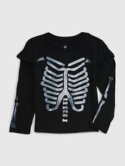 Baby And Toddler Girls Halloween Glow In The Dark Long Sleeve Cat Graphic  Tee