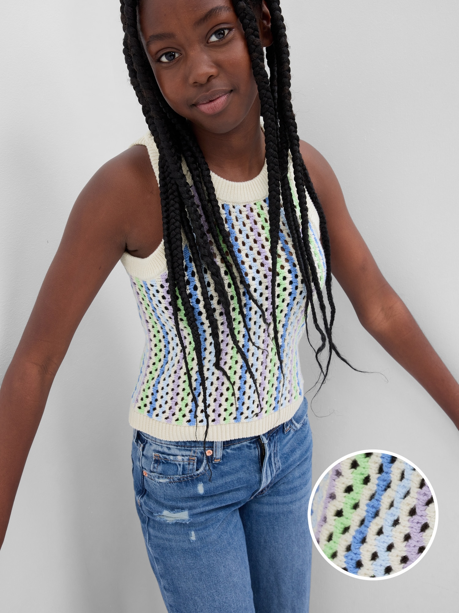 Gap Kids Crochet Tank Top blue. 1