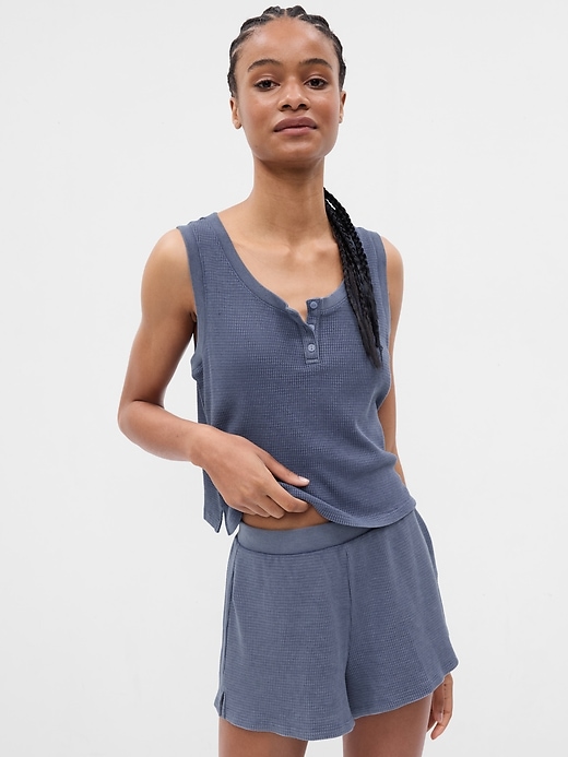 Image number 1 showing, Waffle Henley PJ Tank Top