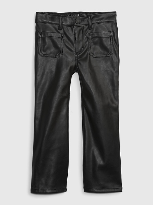 Image number 1 showing, Toddler Vegan Leather Flare Jeans