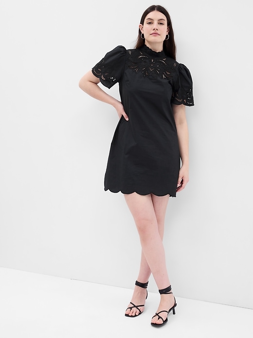 Image number 4 showing, Eyelet Lace Puff Sleeve Mini Dress