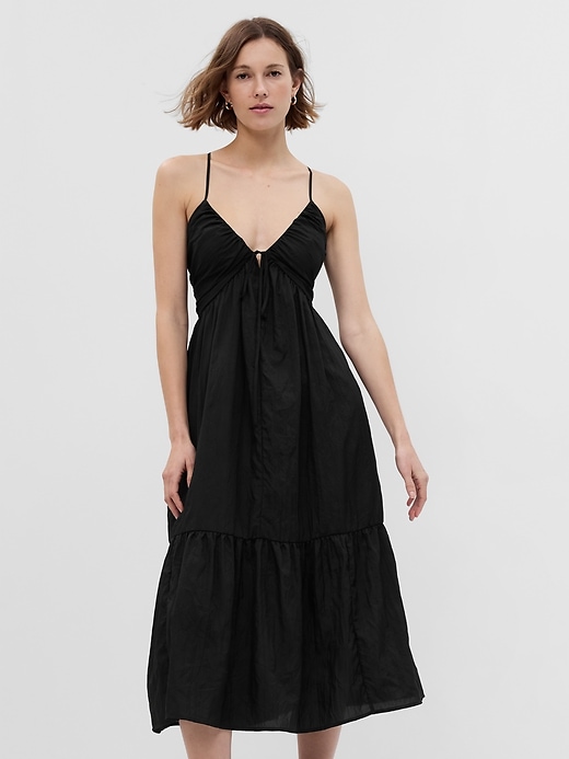 Image number 1 showing, Tie-Front Ruffle Hem Maxi Dress