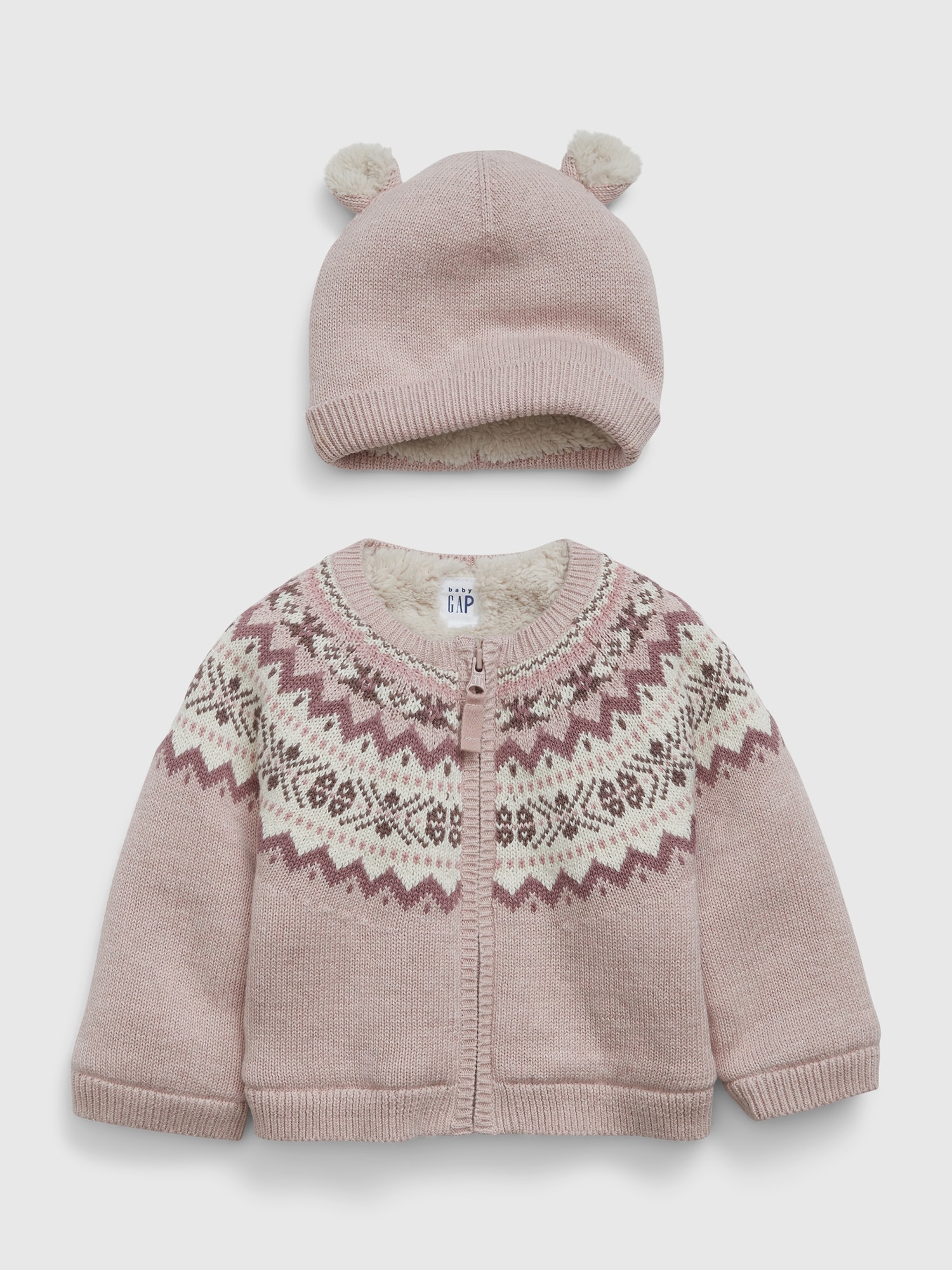 Baby Sherpa Lined Fair Isle Sweater Set