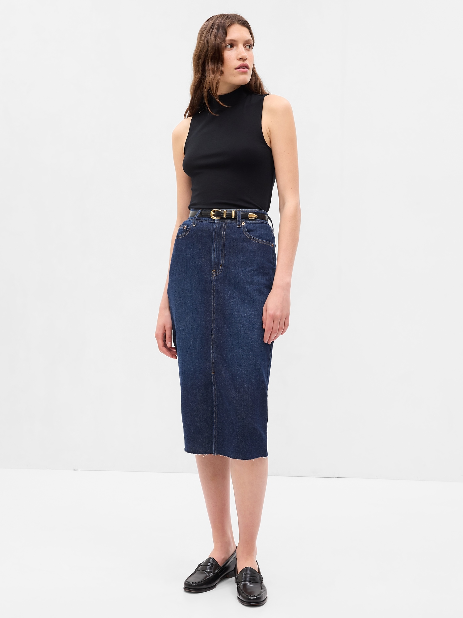 Vintage Blue Denim Midi Skirt, Denim Pencil Skirt - Etsy