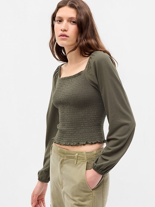 Image number 1 showing, Smocked Cropped Top