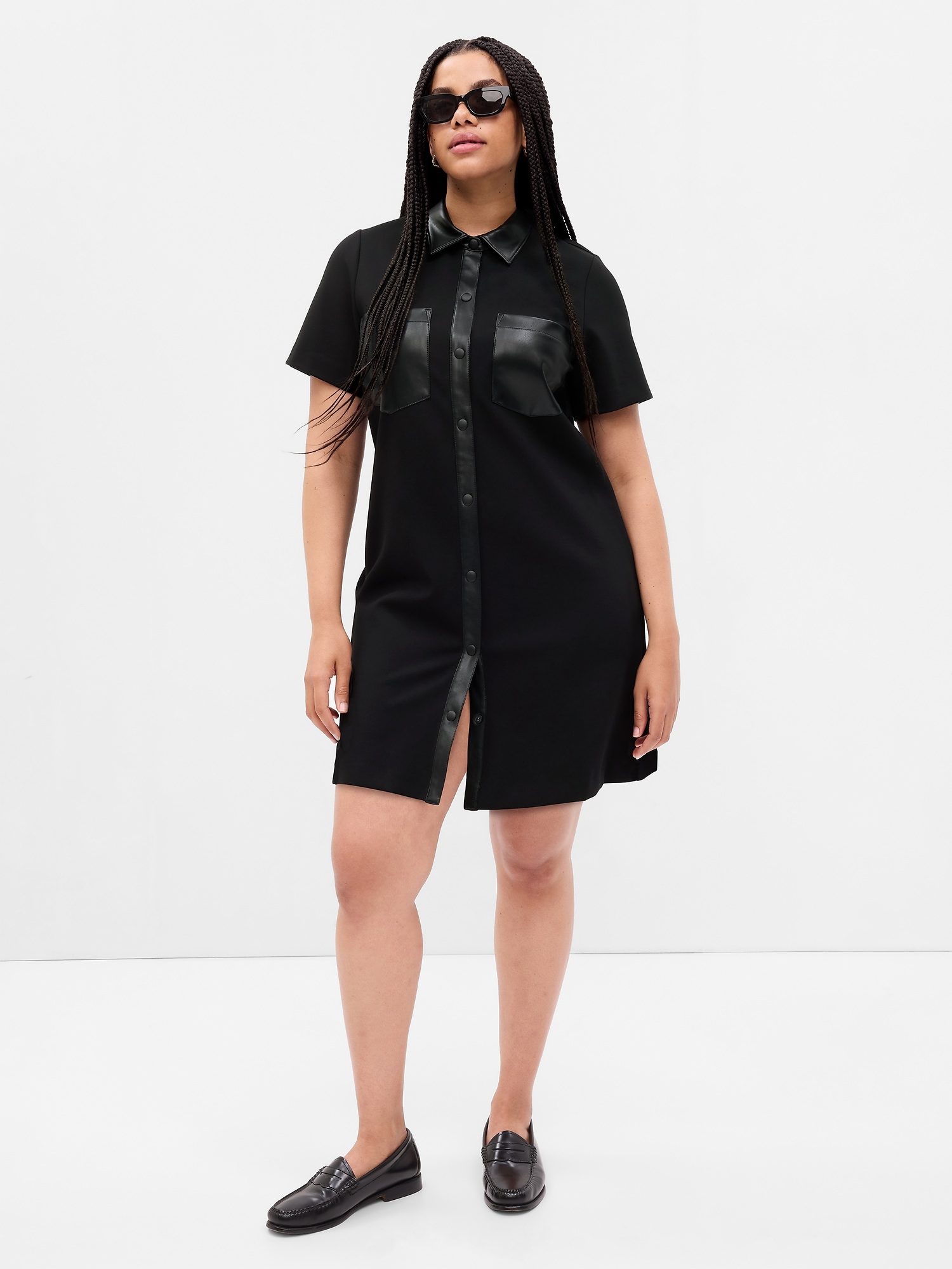 Vegan Leather Mini Shirtdress | Gap