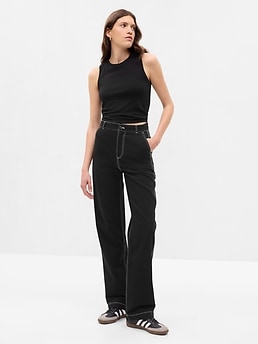 Contrasting seam carpenter pant, Twik, High Rise