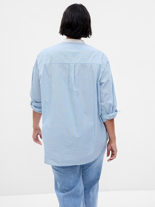 Image number 5 showing, Organic Cotton Stripe Bib Big Shirt