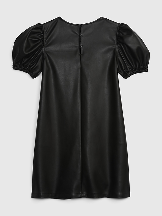 Image number 4 showing, Kids Puff Sleeve Vegan Leather Dress